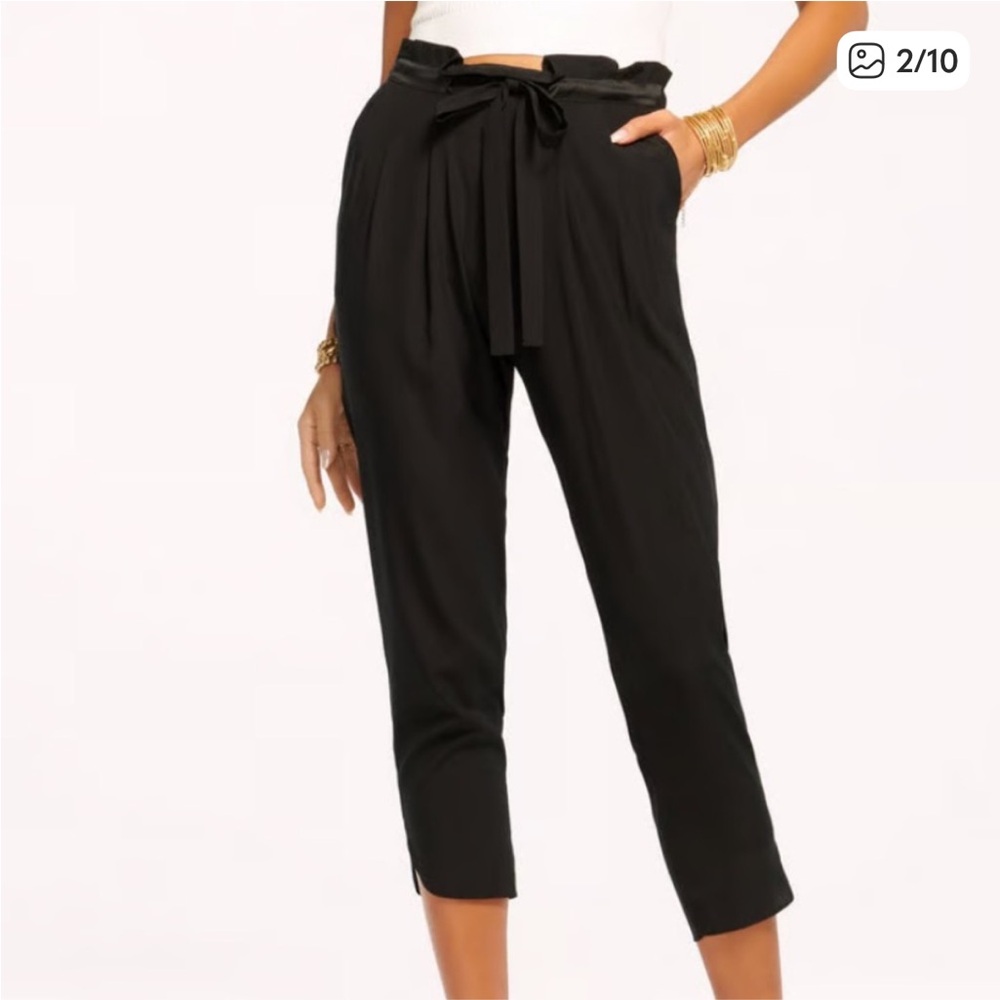 Ramy Brook Black Silk Cropped Trousers